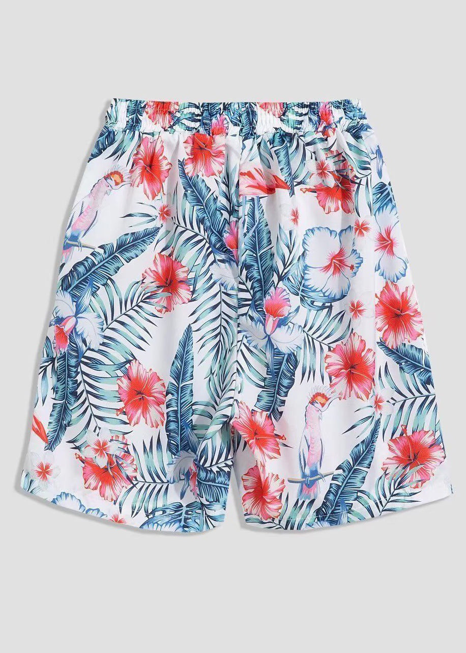 Bohemian Weiß Print Shirts Und Shorts Eis Seide Männer Zwei Stücke Set Sommer HG064