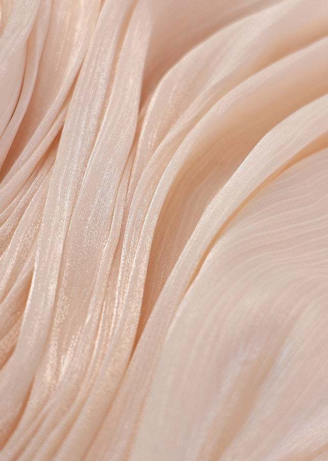 Robe d'été bouffante en mousseline de soie style bohème abricot, froissée