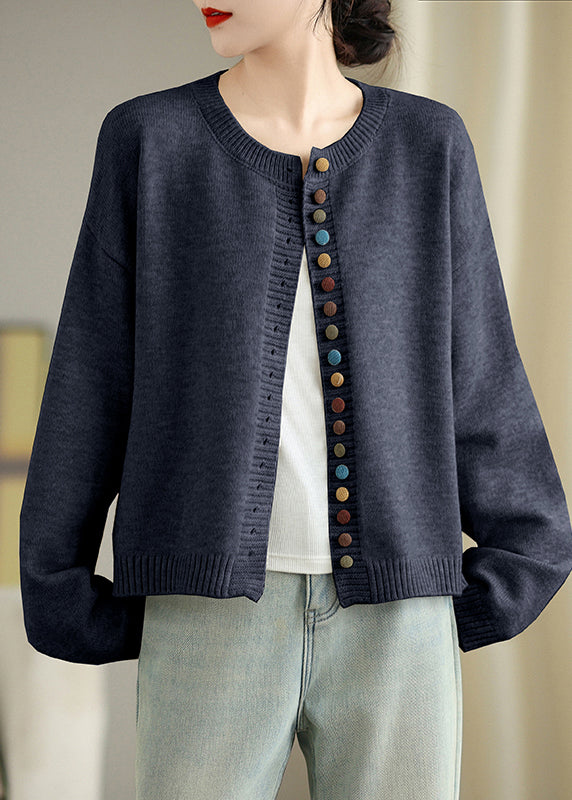 Cardigans en tricot à boutons colorés gris terne style bohème, printemps TM020
