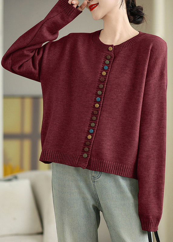 Cardigans en tricot à boutons colorés gris terne style bohème, printemps TM020