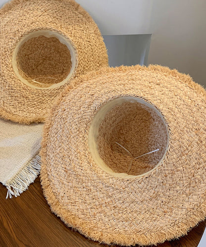 Boho Flower Brim Seaside Vacation Straw Woven Floppy Sun Hat WI014