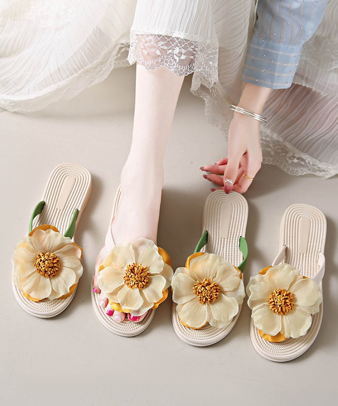 Floral Flops Green Flip Boho Splicing