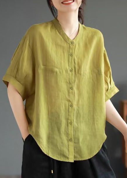 Chemise d'été verte oversize en lin style bohème