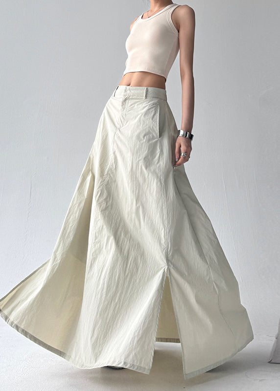 Jupe bohème ouverte à ourlet extra large, grise, ligne A, côté été