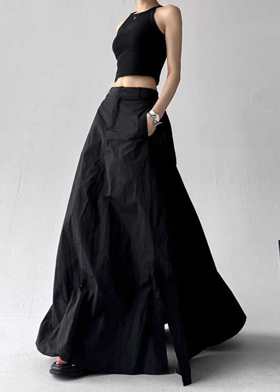 Jupe bohème ouverte à ourlet extra large, grise, ligne A, côté été