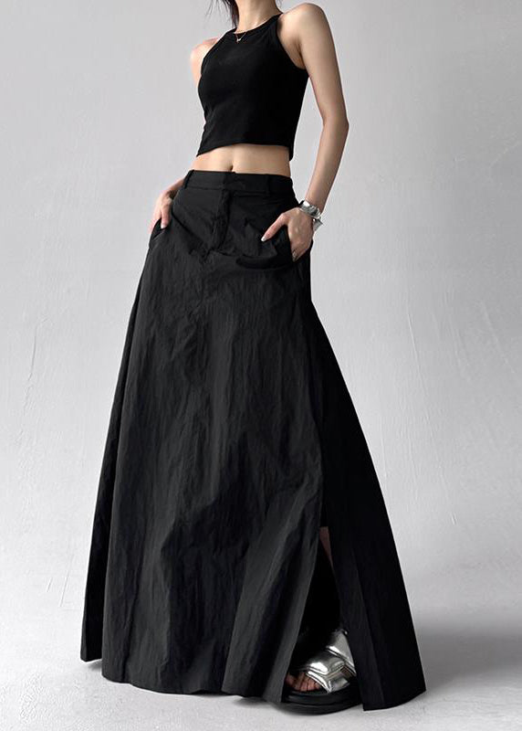 Jupe bohème ouverte à ourlet extra large, grise, ligne A, côté été