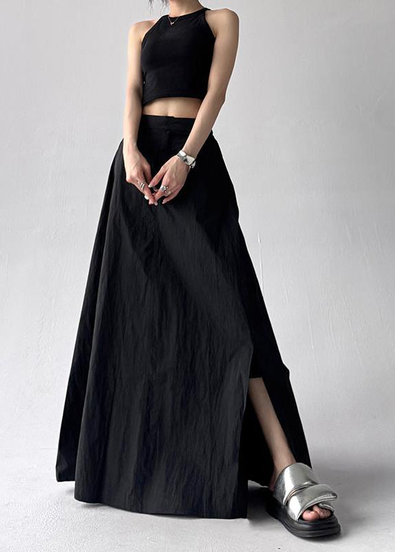 Jupe bohème ouverte à ourlet extra large, grise, ligne A, côté été