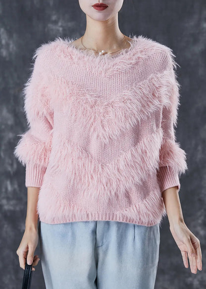 Boho Pink Tasseled Thick Knit Sweaters Winter Ada Fashion