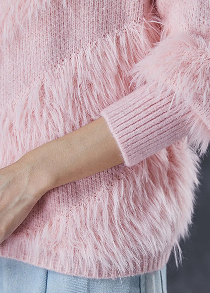 Boho Pink Tasseled Thick Knit Sweaters Winter Ada Fashion