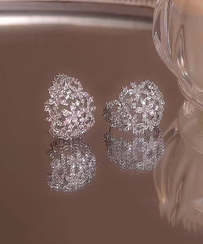 Boucles d'oreilles créoles creuses en argent sterling et zircons Boho Silk II026