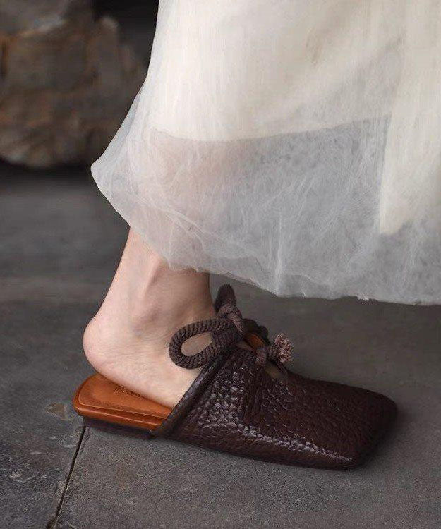 Sandales à enfiler en similicuir marron style bohème