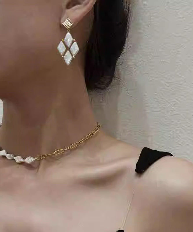 Pear Earrings Boho White Alloy Drop Metal