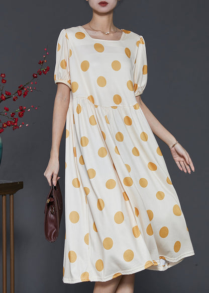 Boutique Beige Square Collar Print Cotton Long Dresses Summer SD1012