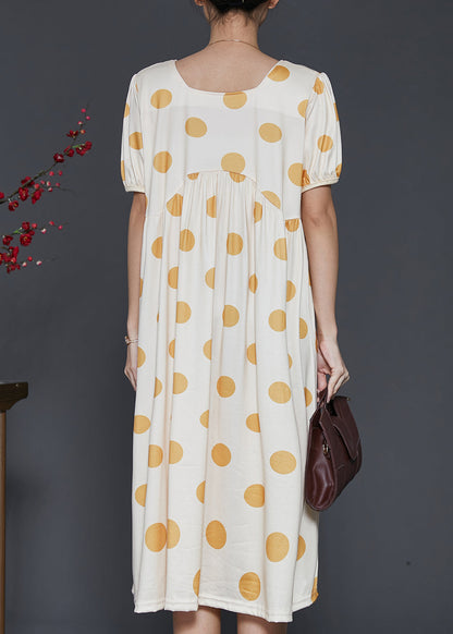 Boutique Beige Square Collar Print Cotton Long Dresses Summer SD1012