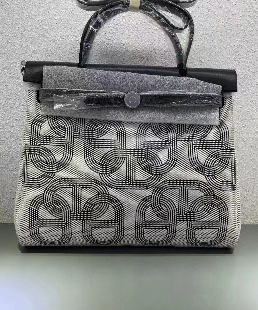 Boutique Schwarzes Pferd Kalbsleder Patchwork Canvas Tote Handtasche GG077