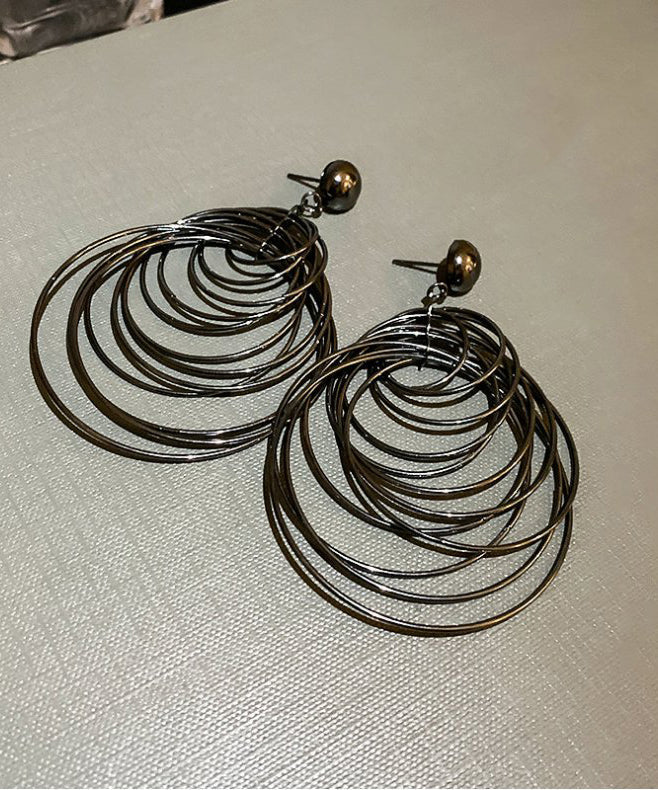 Boucles d'oreilles pendantes creuses en alliage d'acier inoxydable noir Boutique ZZ047