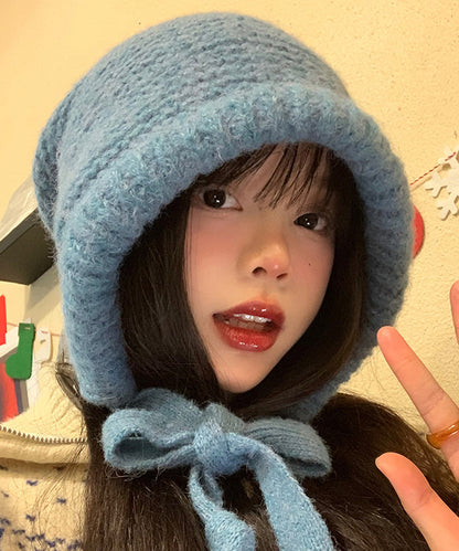 Boutique Blue Thick Warm Knit Bonnie Hat WB021