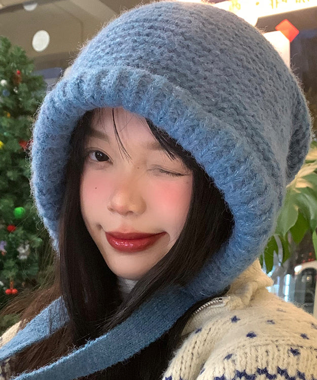 Boutique Blue Thick Warm Knit Bonnie Hat WB021