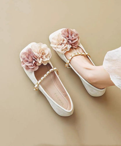 Boutique Comfortable Splicing Floral Beige Flats Shoes AA031