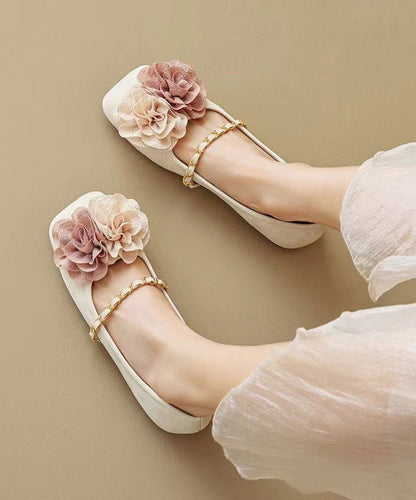 Boutique Comfortable Splicing Floral Beige Flats Shoes AA031