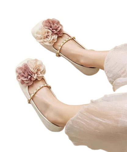 Boutique Comfortable Splicing Floral Beige Flats Shoes AA031