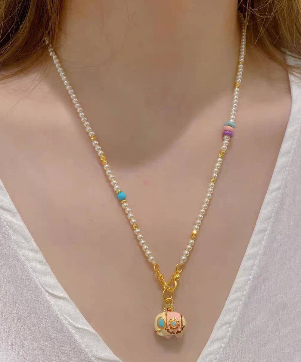 Pendant Pearl Alloy Boutique Gold Elephant Little Necklace Beads