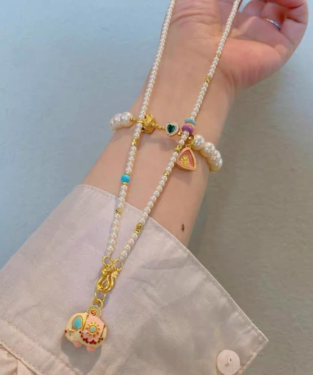 Pendant Pearl Alloy Boutique Gold Elephant Little Necklace Beads