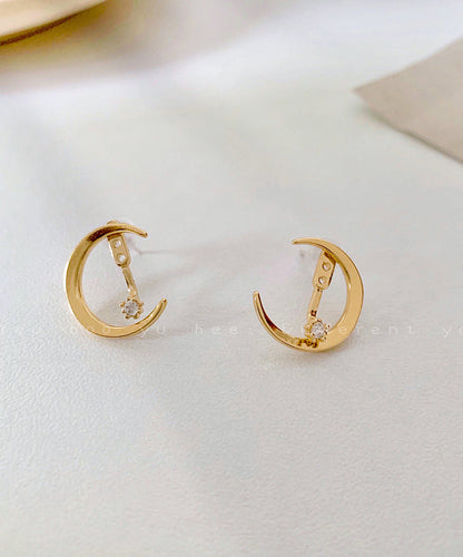 Boutique Gold Alloy Zircon Moon Star Hoop Earrings ET031