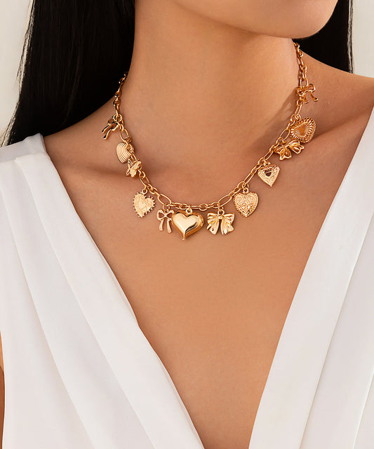 Necklace Love Boutique Bow Gold Copper Pendant Alloy