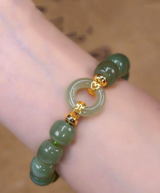 Boutique Grüne Legierung Jade Ping Eine Schnalle Kette Armband TX022