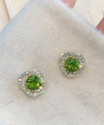 Boutique Green Aloy Crystal Zircon Stud Earrings QD015