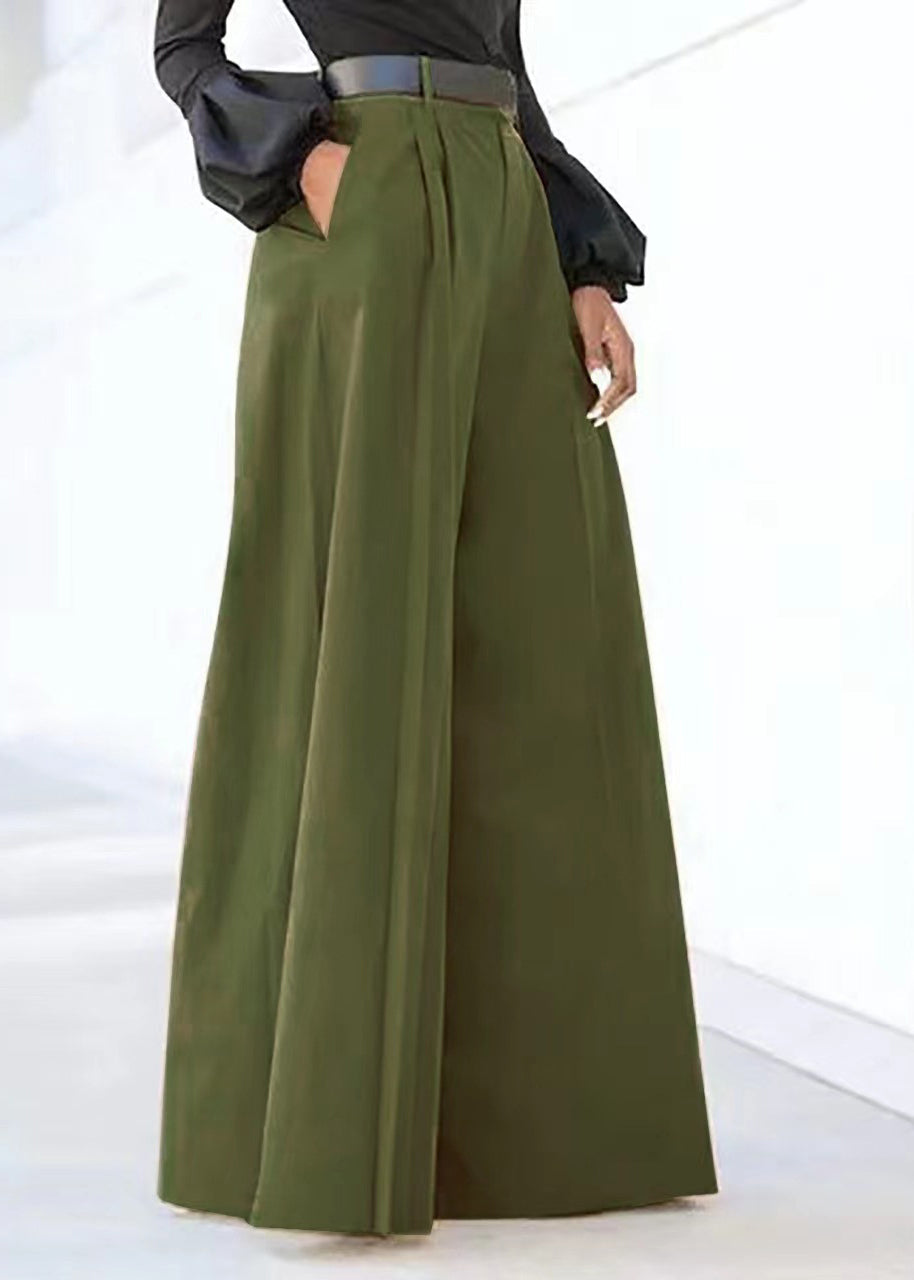 Pantalon gris à poches larges et taille haute pour le printemps