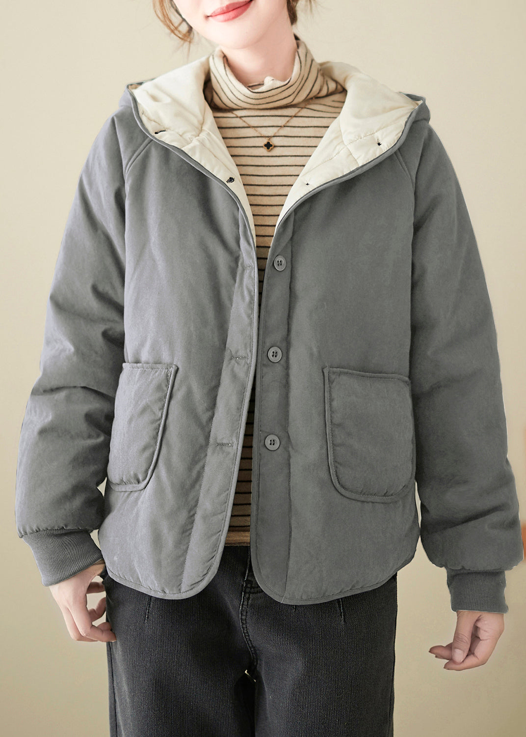 Sweat à capuche en coton fin avec poches grises, vêtement d'extérieur, printemps TI007