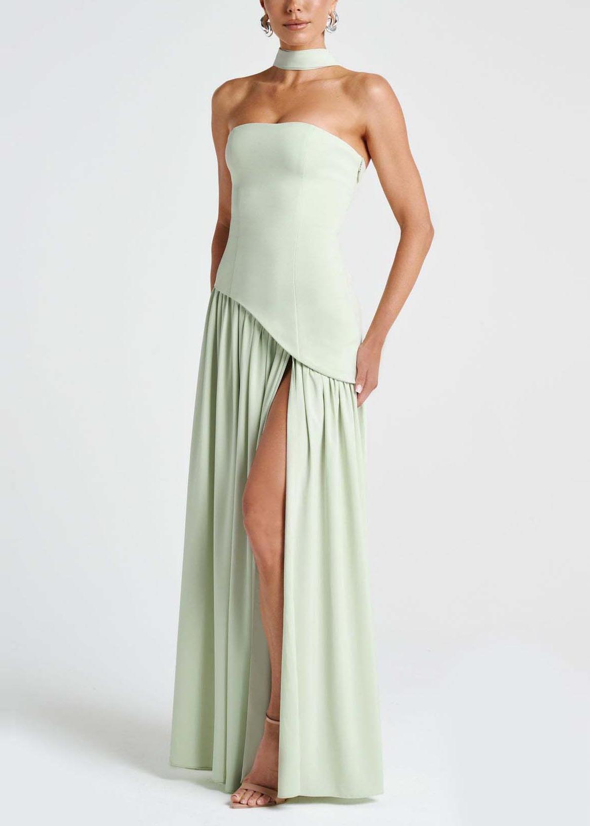 Summer Dresses Green Side Light Boutique Open Strapless Scarf