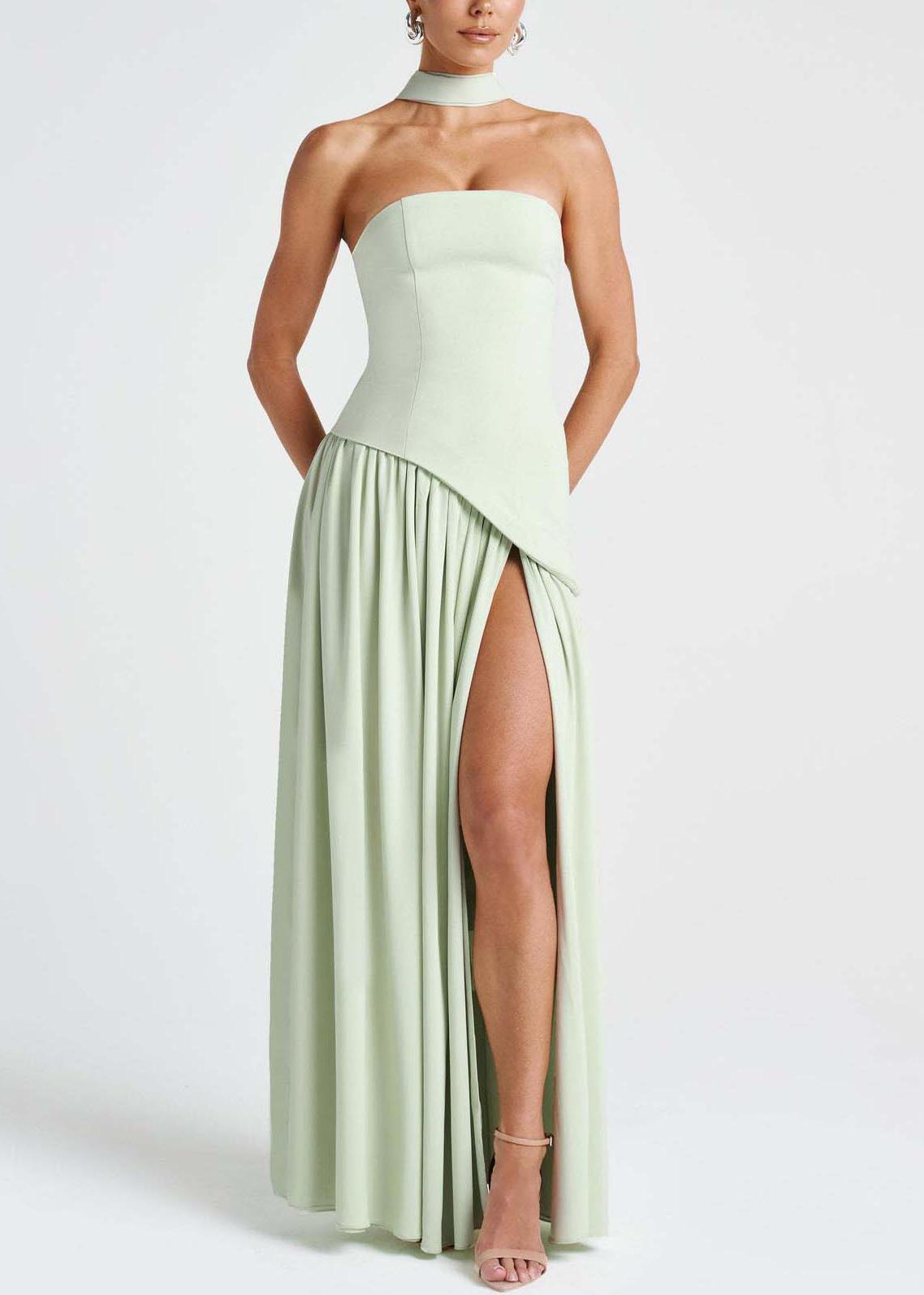 Summer Dresses Green Side Light Boutique Open Strapless Scarf