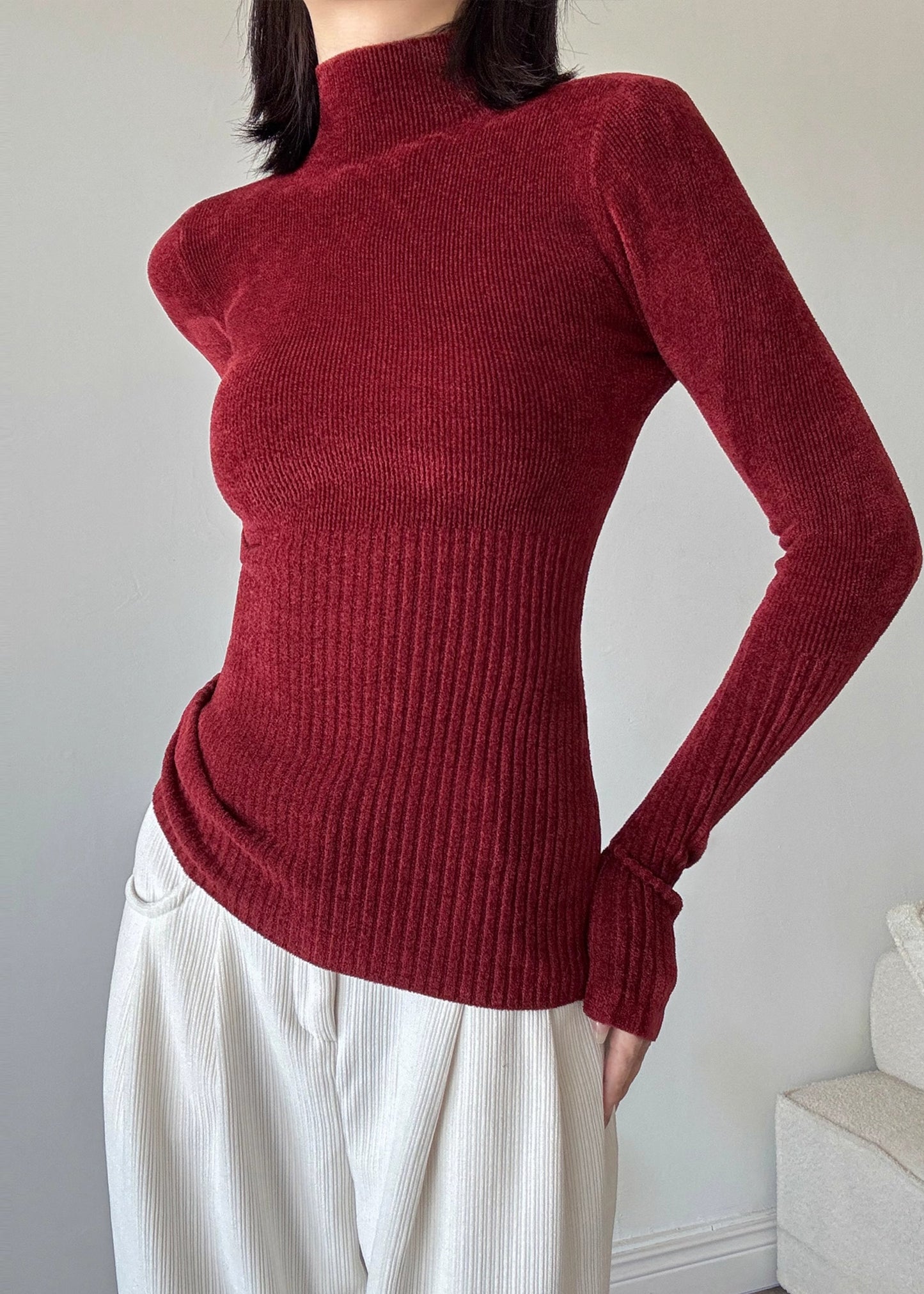 Boutique Mulberry High Neck Knit Pullover Spring YP026