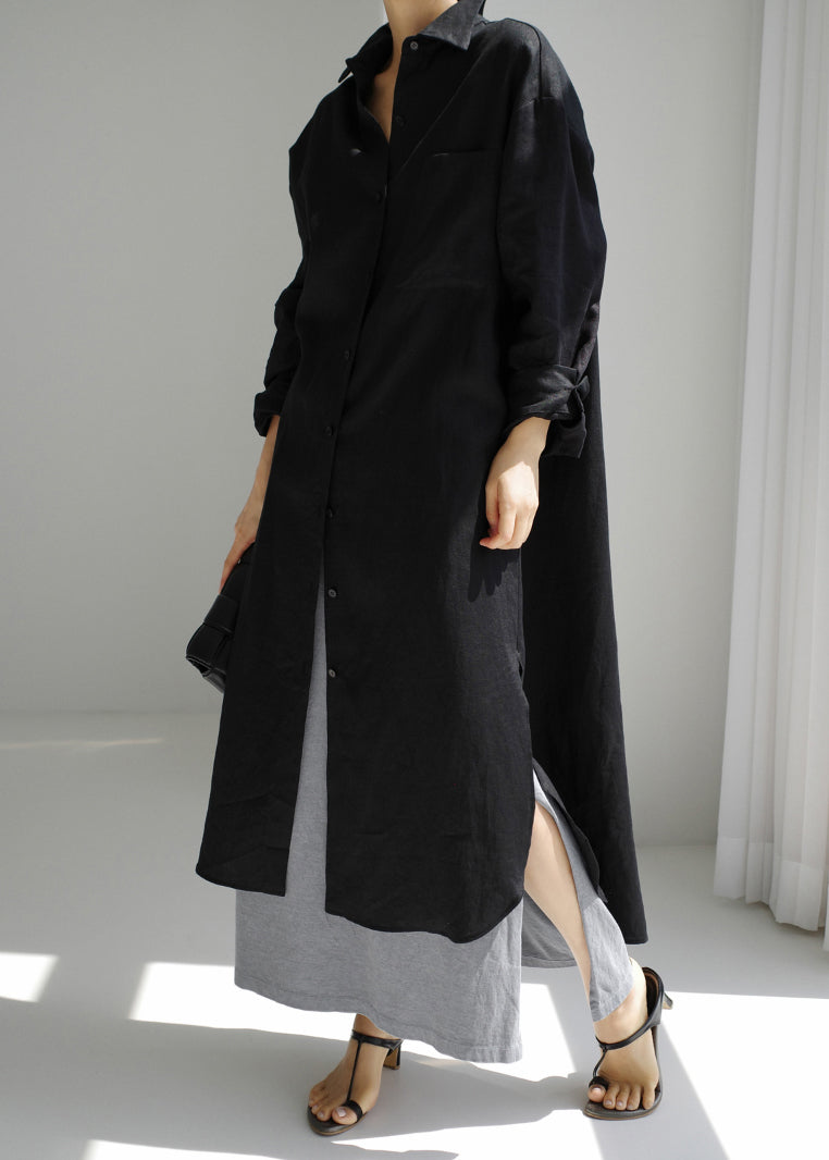 Chemises et robes en coton bleu marine à col Peter Pan, collection printemps TH032