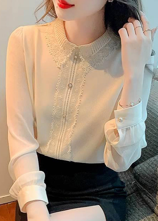 Chemise à col pan en coton rose patchwork Peter Lace