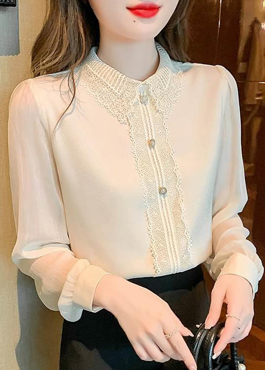Chemise à col pan en coton rose patchwork Peter Lace