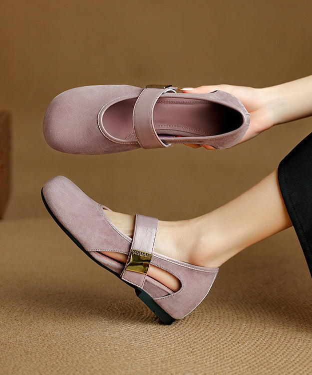 Chaussures compensées violettes à boucle ajourée et bride à épisser YC013
