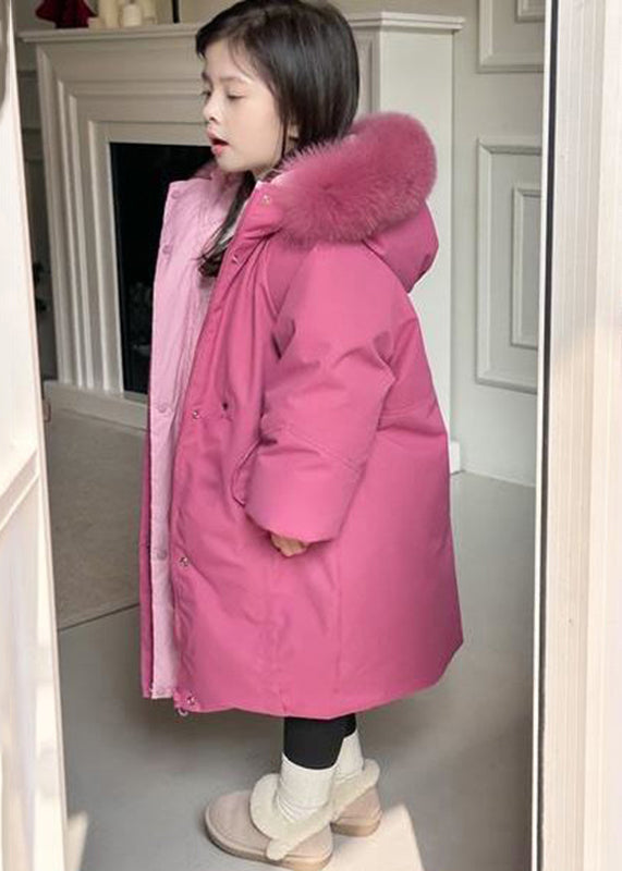 Boutique Rose Fur Collar Zippered Girls Puffer Jacket Winter WL025