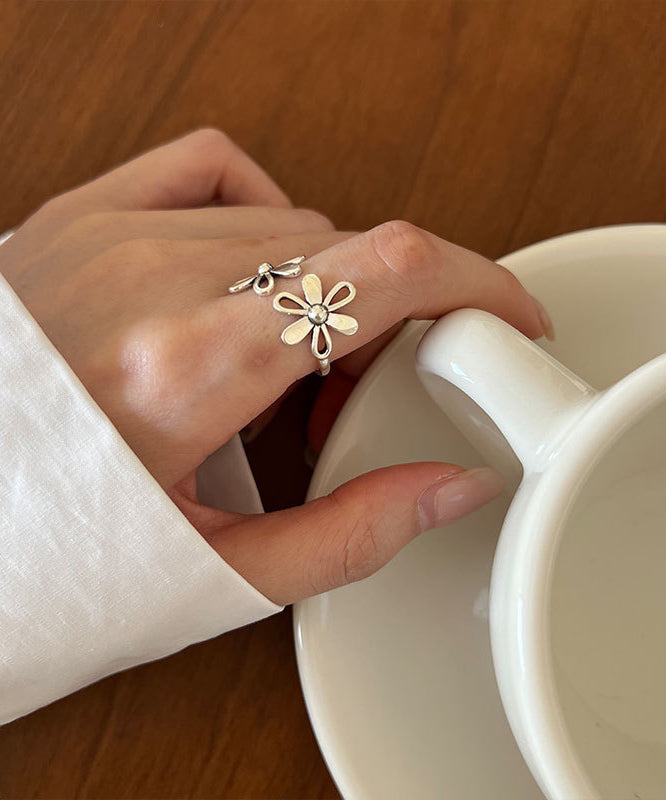 Boutique Silk Sterling Silver Floral Rings KX1015