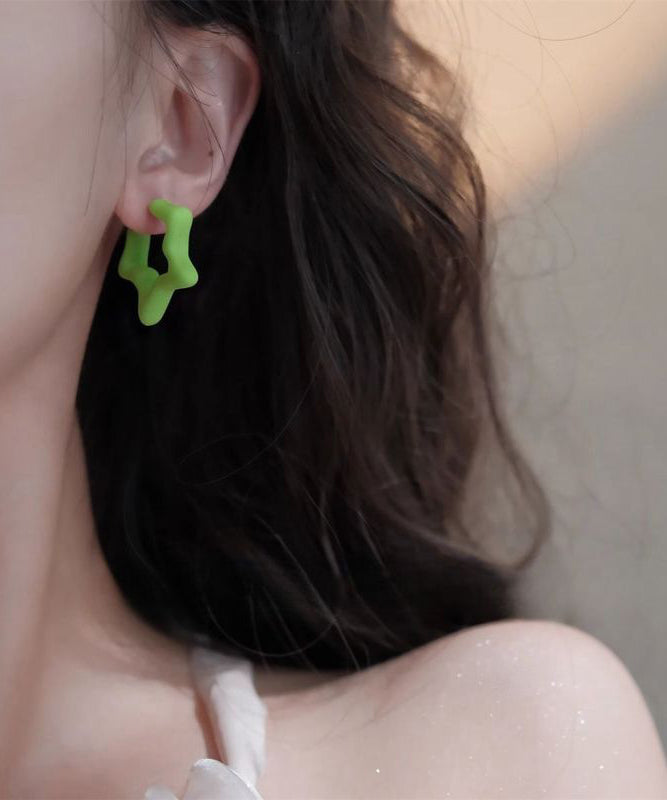 Star Five-Pointed Blue Hoop Sterling Earrings Silver Brief