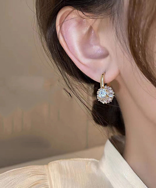 Boucles d'oreilles créoles en alliage, zircon, or et cuivre