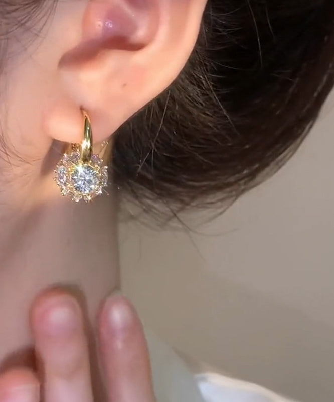 Boucles d'oreilles créoles en alliage, zircon, or et cuivre