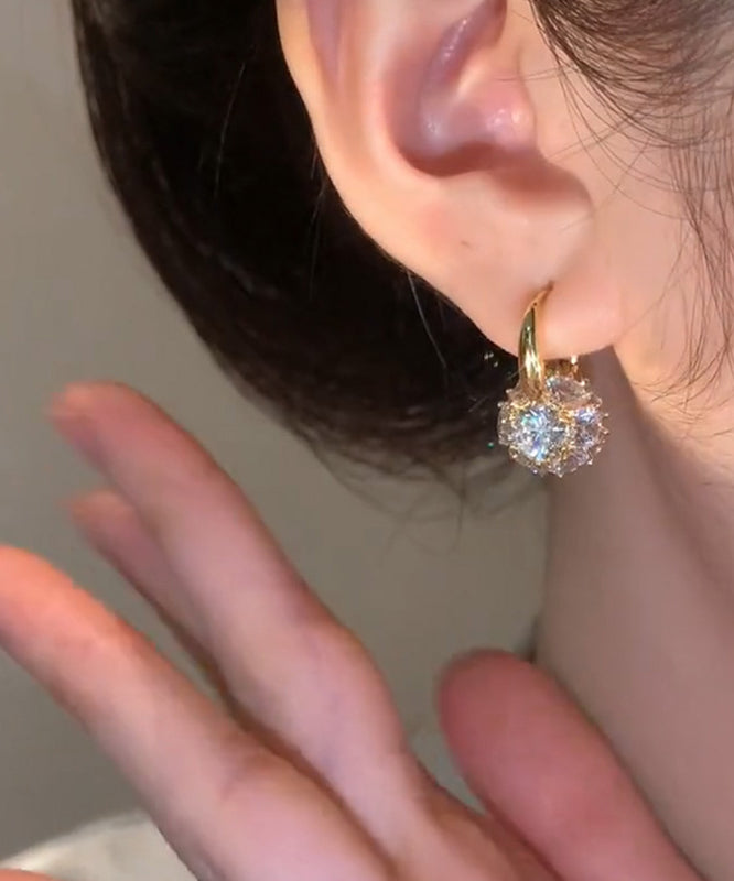 Boucles d'oreilles créoles en alliage, zircon, or et cuivre