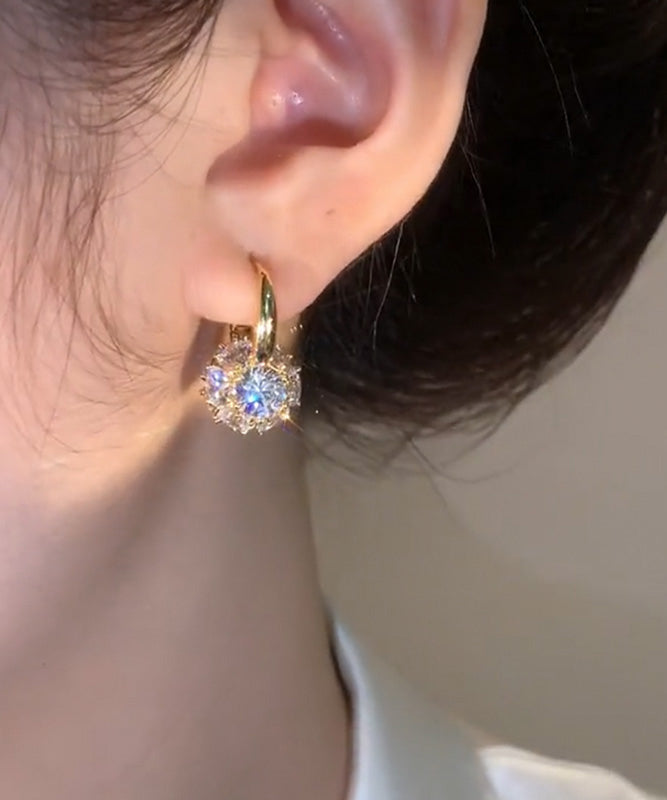 Boucles d'oreilles créoles en alliage, zircon, or et cuivre