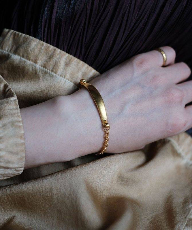 Kurzes dickes Armreif aus vergoldetem Sterlingsilber mit Kette YI029