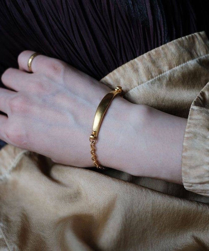 Kurzes dickes Armreif aus vergoldetem Sterlingsilber mit Kette YI029