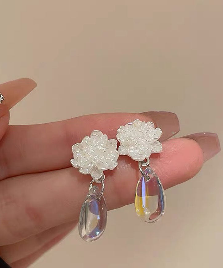 Brief Earrings Water Camellia Resin Flower Drop